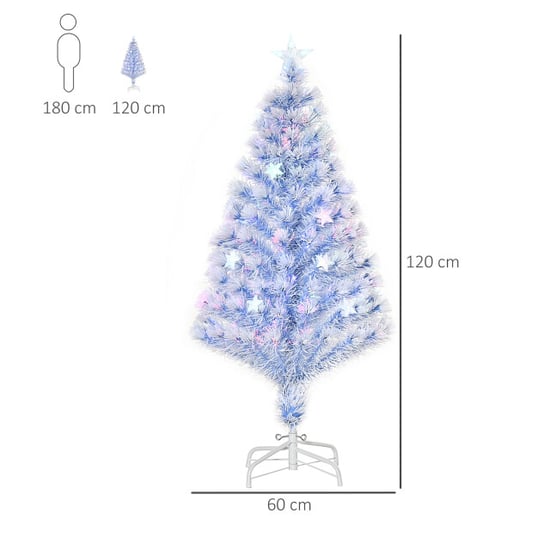 Homcom Kunstkerstboom multi-fiberoptiek met 3 kleuren led-lampjes 120 cm - - Image 3