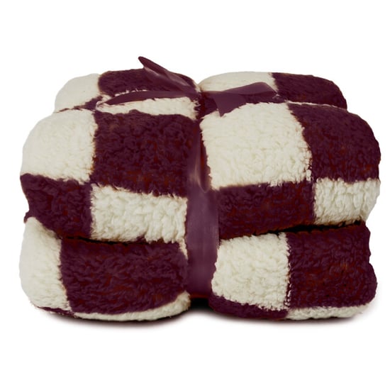 Unique Living plaid check 150x200cm dove white/ dark purple - Image 1