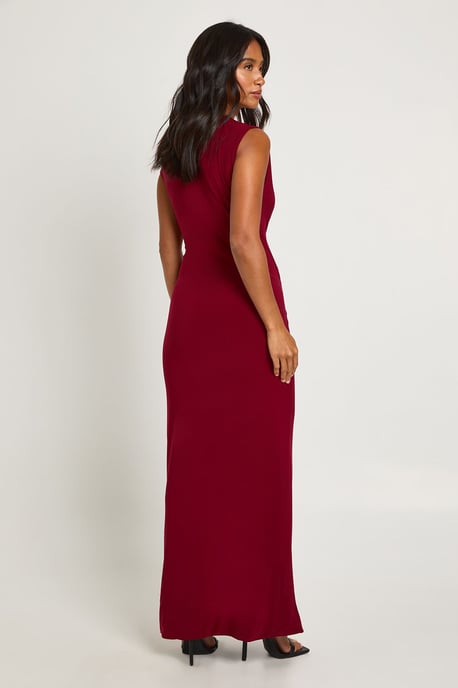Petite Double Layer Asymmetric Wrap Detail Maxi Dress - Image 2
