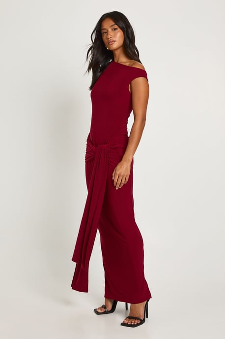 Petite Double Layer Asymmetric Wrap Detail Maxi Dress - Image 3