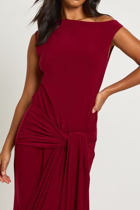 Petite Double Layer Asymmetric Wrap Detail Maxi Dress - Image 4
