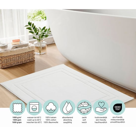 DoubleDry Hotel badmat 50 x 80 cm – 100% katoen – zacht en absorberend – - Image 3