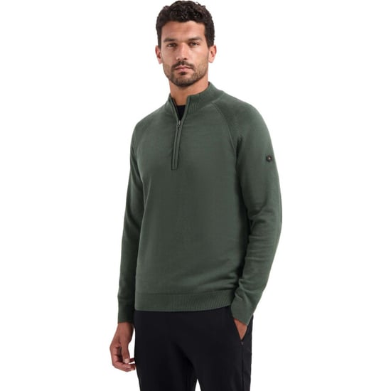 No Excess Pullover half zip high collar solid dark green - Image 1