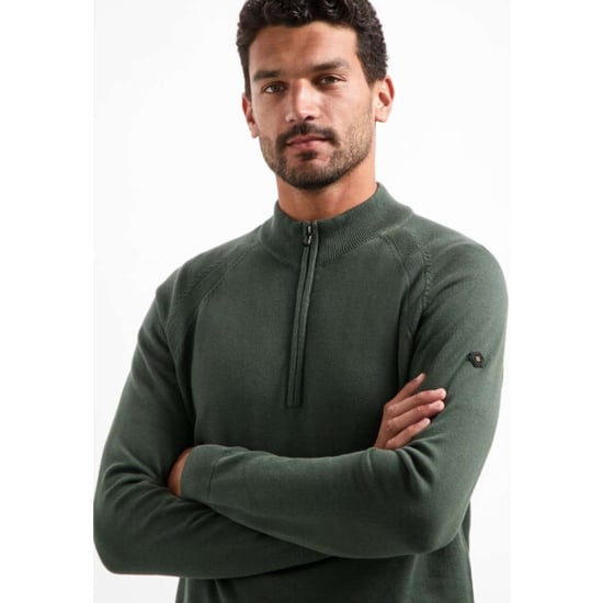 No Excess Pullover half zip high collar solid dark green - Image 2