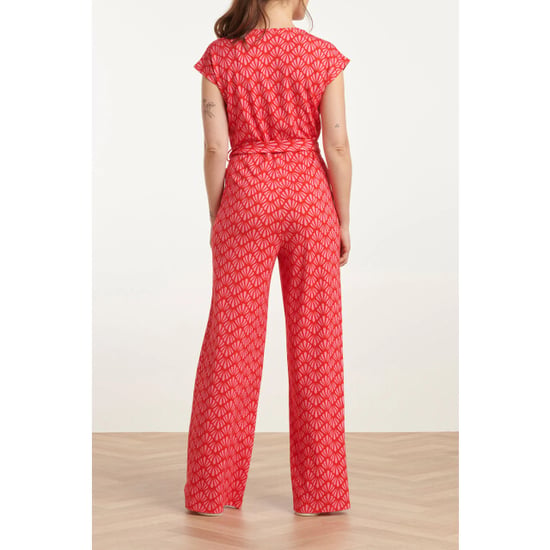 Smashed Lemon 25039 v-vormige jumpsuit met overlappende halslijnschelpprint | - Image 2