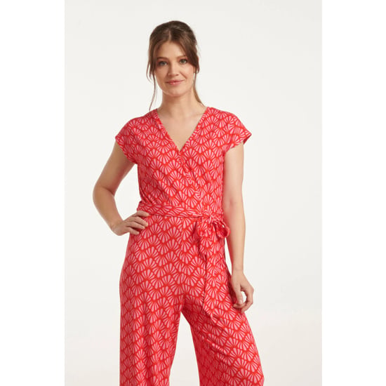 Smashed Lemon 25039 v-vormige jumpsuit met overlappende halslijnschelpprint | - Image 6