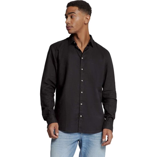 No Excess Shirt solid with linen black - Image 1