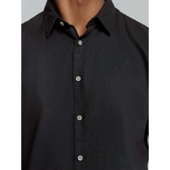 No Excess Shirt solid with linen black - Image 4