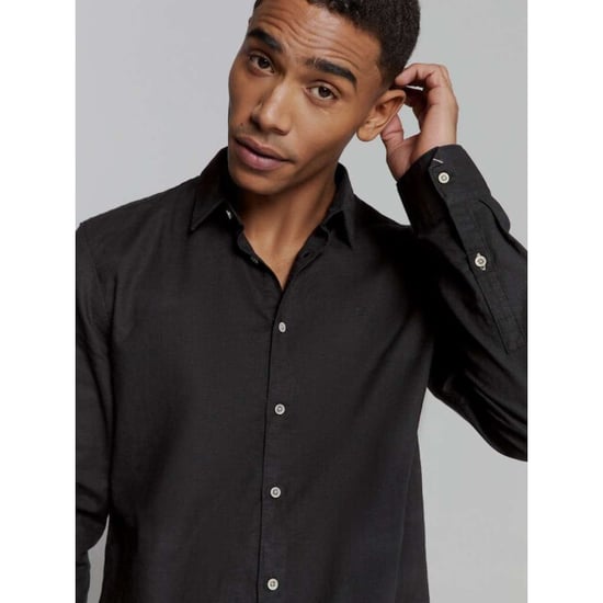 No Excess Shirt solid with linen black - Image 5