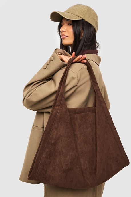 Faux Suede Large Tote Bag - Image 1