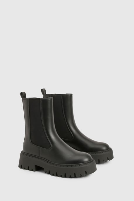 Chunky Elastic Panel Chelsea Ankle Boots - Image 1