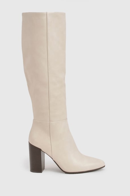 Column Knee High Stacked Heel Boots - Image 3