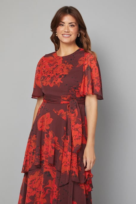 Ruffle Tiered Belted Midi Dress - Image 2