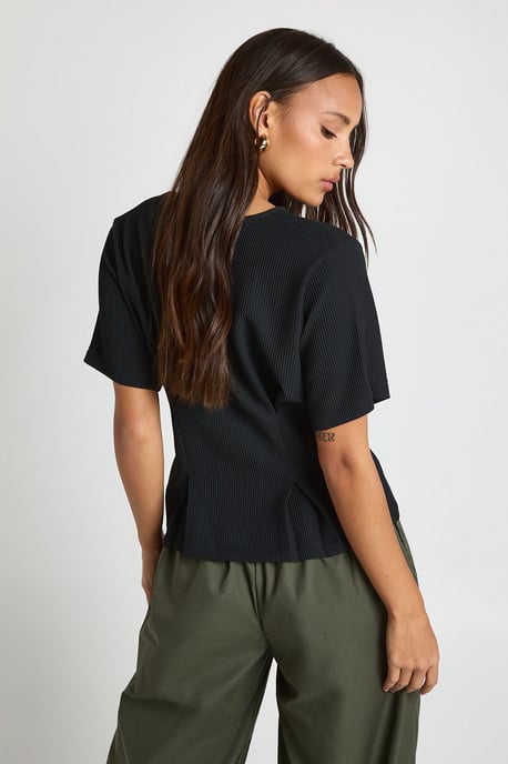 Ottoman Rib Cinched Waist T-shirt - Image 2