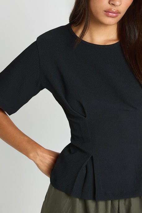 Ottoman Rib Cinched Waist T-shirt - Image 4