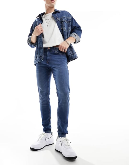 Jack & Jones – Mike – Mellanblå avsmalnande jeans - Image 4