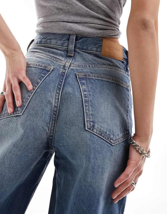 Weekday – Rail – Blå jeans med hög midja och lös passform med raka ben - Image 3