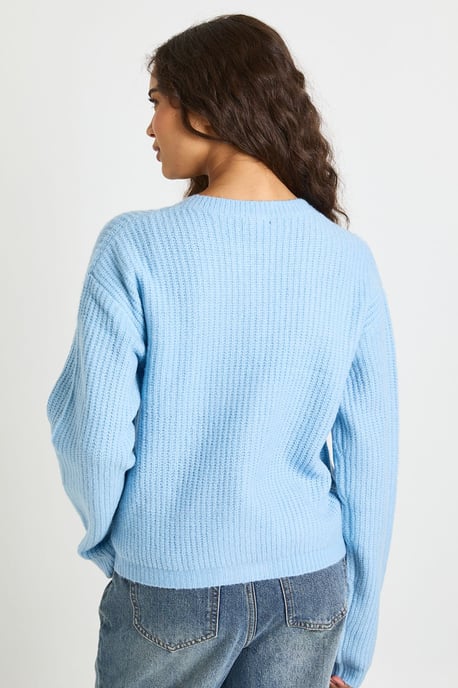 Super Soft Crew Neck Knitted Chunky Cardigan - Image 2