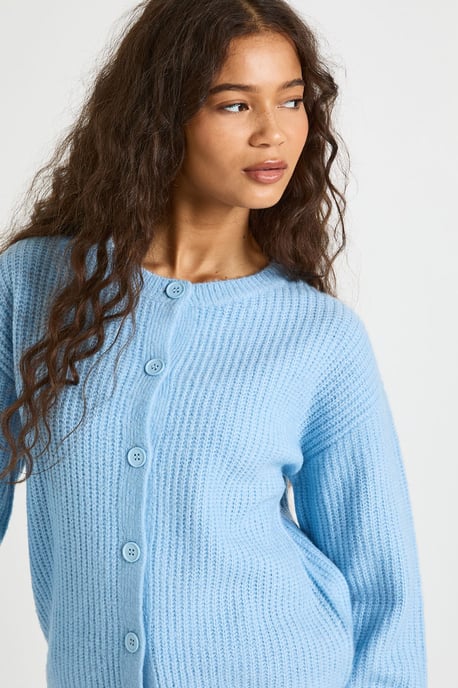 Super Soft Crew Neck Knitted Chunky Cardigan - Image 4