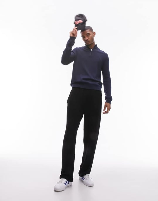 Topman – Marinblå essentials med 1/4-dragkedja - Image 3