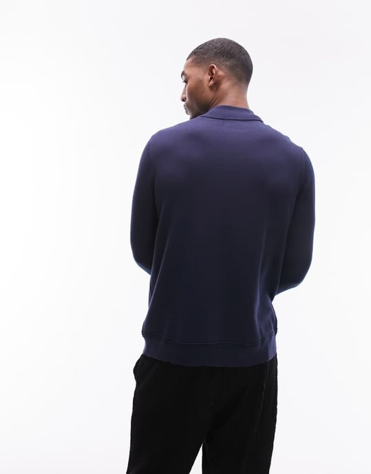 Topman – Marinblå essentials med 1/4-dragkedja - Image 5