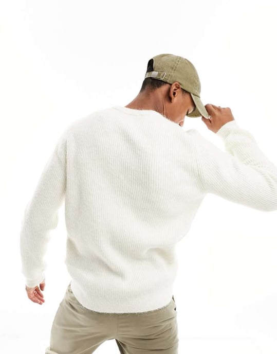 ONLY & SONS – Ljus ecrufärgad tröja i ullimitation - Image 4