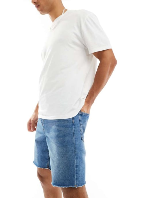 ADPT – Vida, avskurna jeansshorts i mellantvätt - Image 4