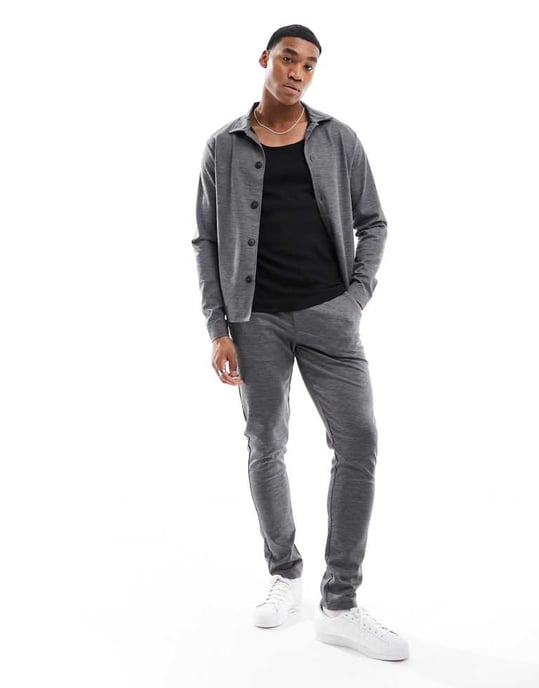 Jack & Jones – Premium – Grå kostymjacka med smal passform och jerseydetaljer - Image 2