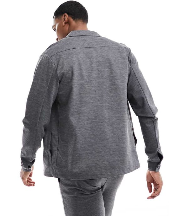 Jack & Jones – Premium – Grå kostymjacka med smal passform och jerseydetaljer - Image 4