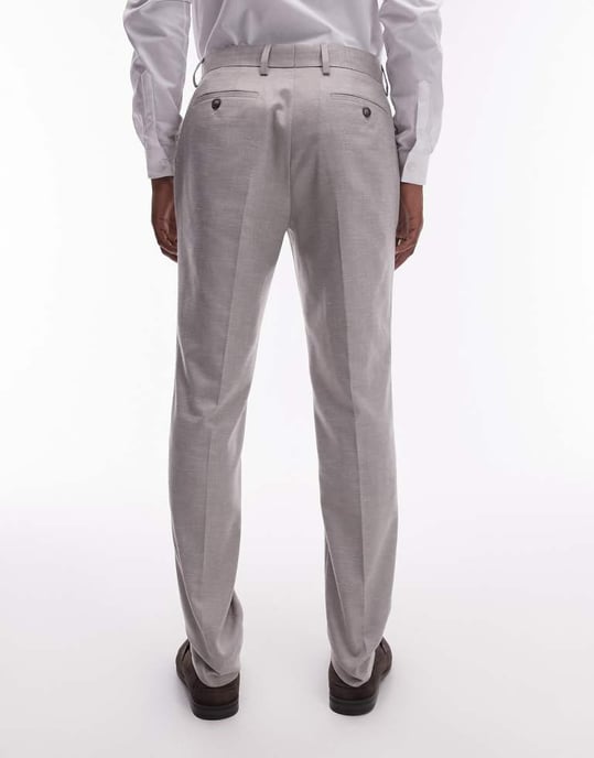 Topman – Stenfärgade, smala kostymbyxor i linneblandning - Image 2