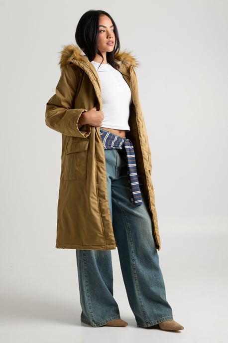 Fur Lined Hooded Parka Coat - Image 3