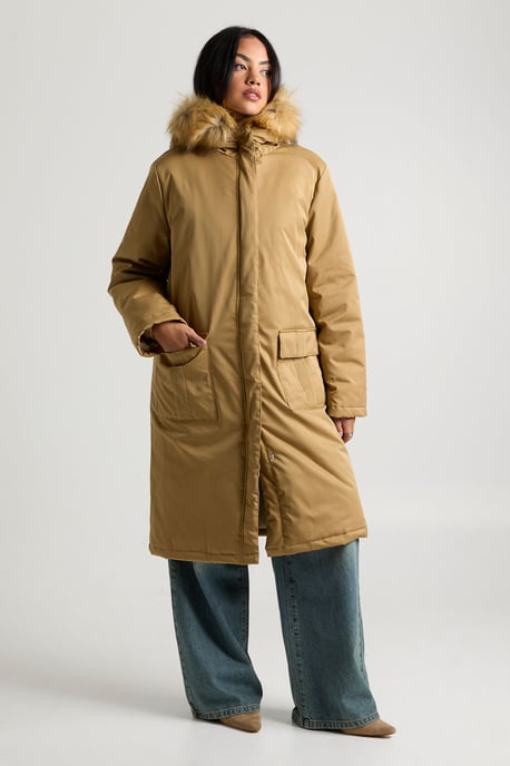 Fur Lined Hooded Parka Coat - Image 4