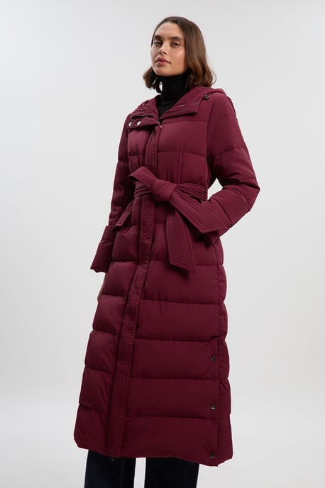 Real Down Belted Maxi Coat - Image 1