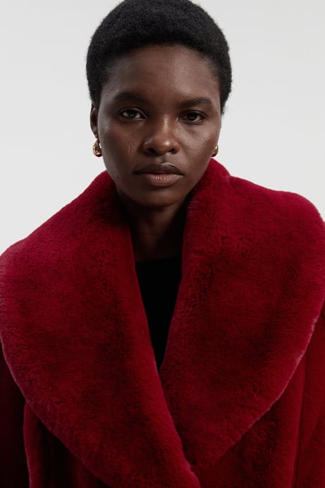 Faux Fur Buttoned Midi Coat - Image 3