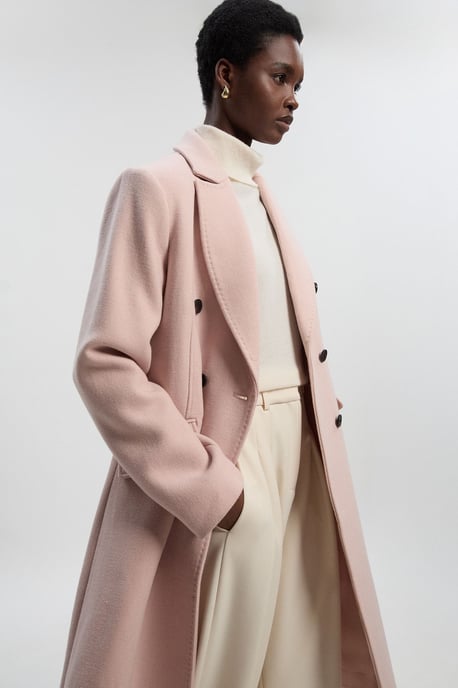 Wool Fitted Double Breasted Tailored Midi Coat - Image 1