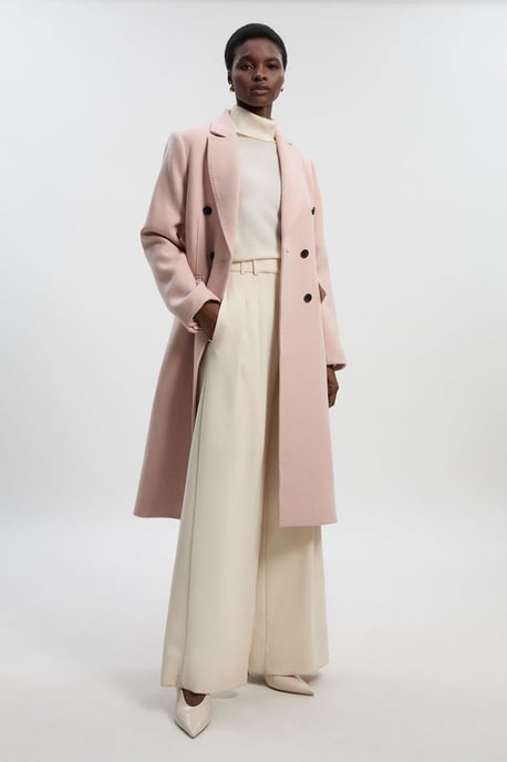 Wool Fitted Double Breasted Tailored Midi Coat - Image 2