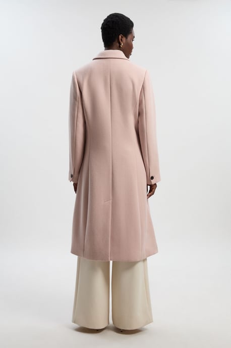 Wool Fitted Double Breasted Tailored Midi Coat - Image 4