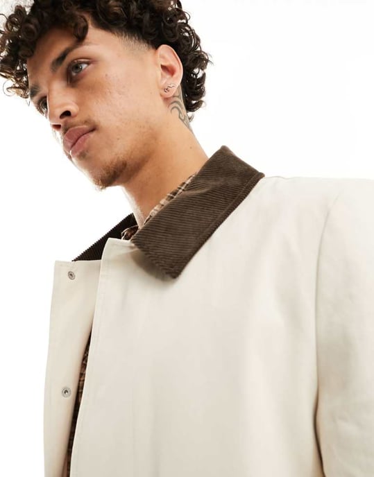 ASOS DESIGN – Stenfärgad trenchcoat med manchesterkrage - Image 4
