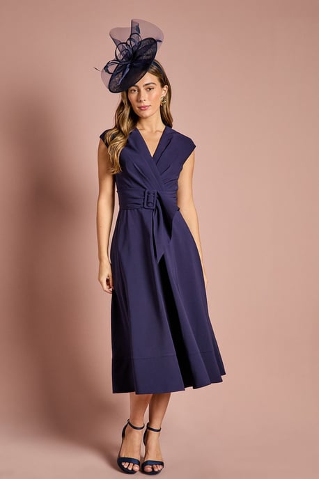 Belted Crepe Dress - Image 1