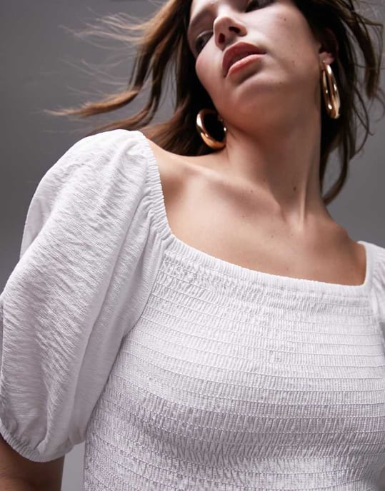 Topshop veckad texturerad miniklänning i elfenben - Image 3