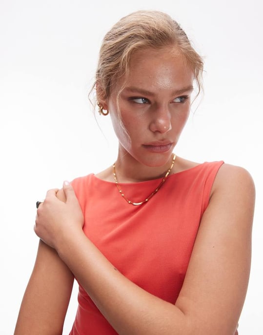 Topshop – Supermjuk miniklänning i cupro-modell med vallmoröd färg - Image 4
