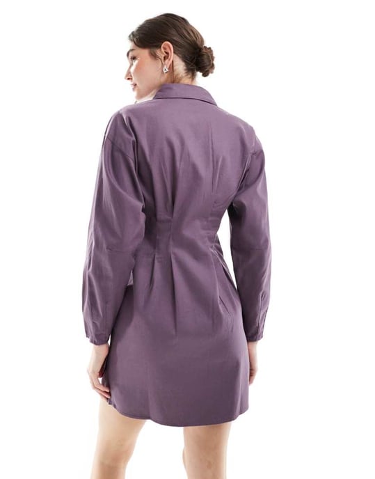 ASOS DESIGN – Lila miniskjorta i twill med praktiska fickor - Image 4