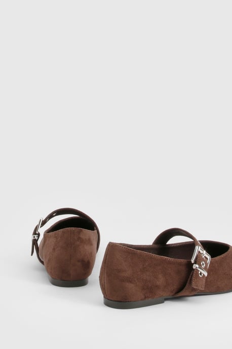 Wide Fit Metallic Buckle Detail Mary Jane Ballet Flats - Image 4