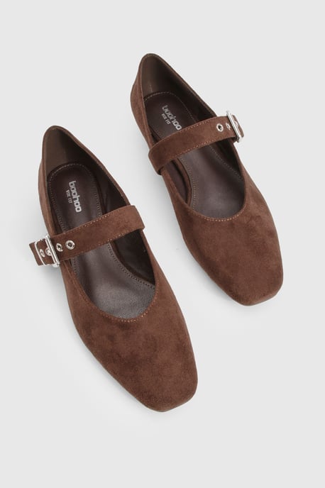 Wide Fit Metallic Buckle Detail Mary Jane Ballet Flats - Image 6