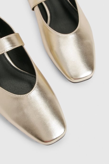 Metallic Buckle Detail Mary Jane Ballet Flats - Image 5