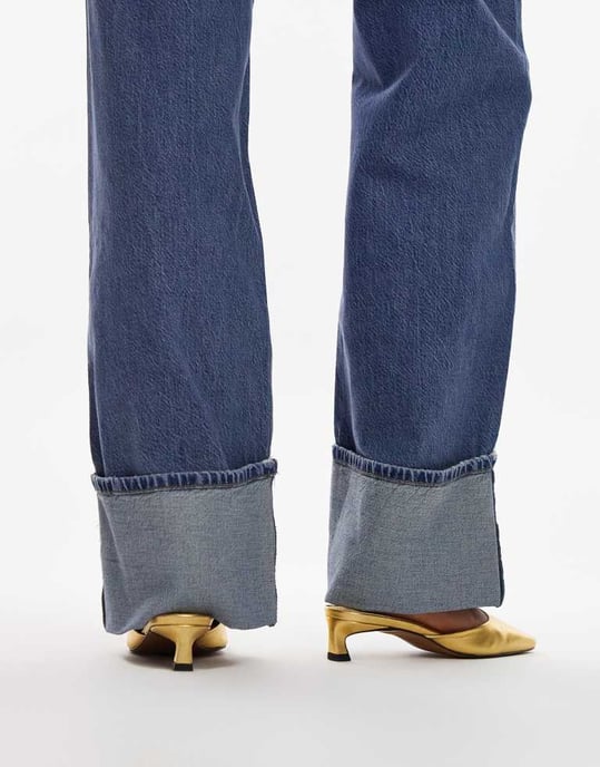 Topshop – Audrey – Guldfärgade premium-mulor i läder med mellanhög klack och fyrkantig tå - Image 3