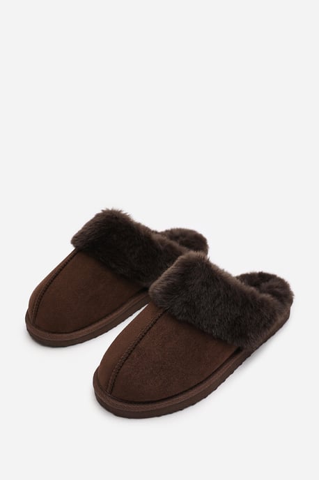 Wheres That From Womens 'Comfort' Slip on Slippers With Fur Trim Suede - Image 4