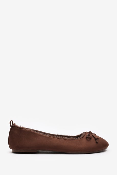 Wheres That From Womens 'Danica' Ballet Slippers with Faux Fur Lining and Bow Detail - Image 3