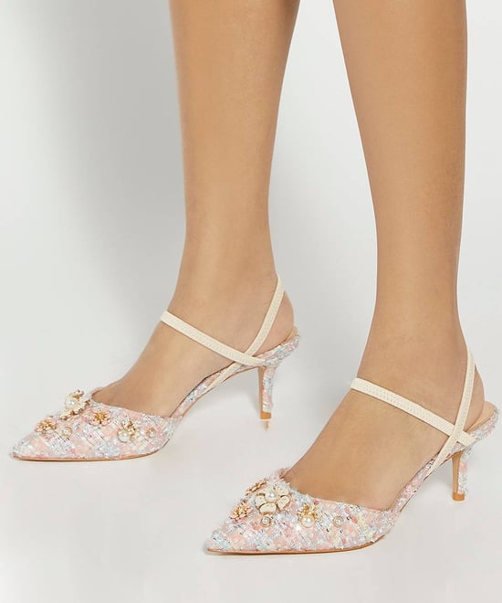 Dune Ladies Diana - Boucle Embellished Open Kitten Heel Court - Image 3