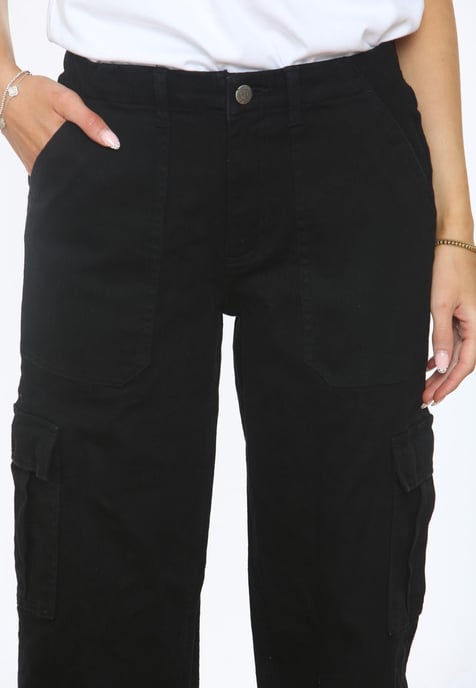 MYT Womens Wide Leg Baggy High Waisted Cargo Pocket Jeans in Black - Image 4
